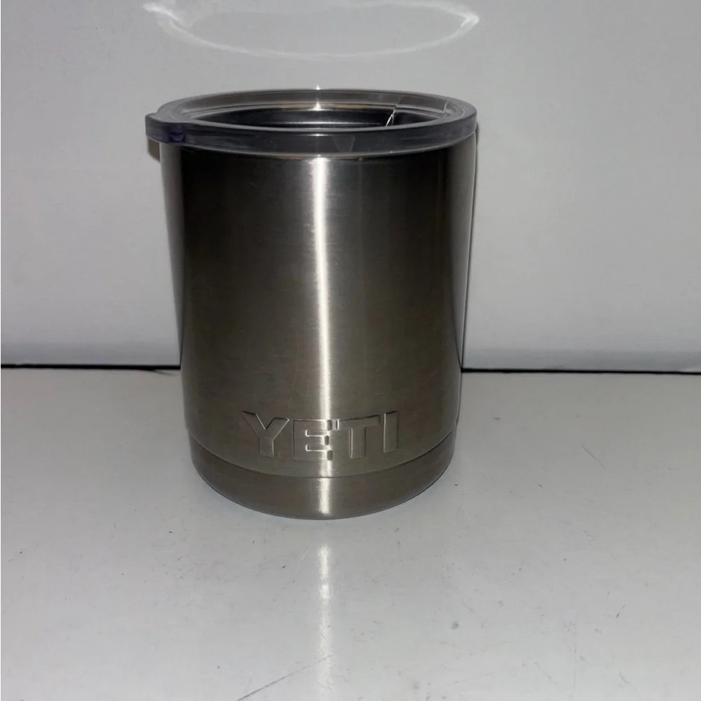 YETI Rambler 10 oz Lowball stainless steel vacuum insulated tumbler.